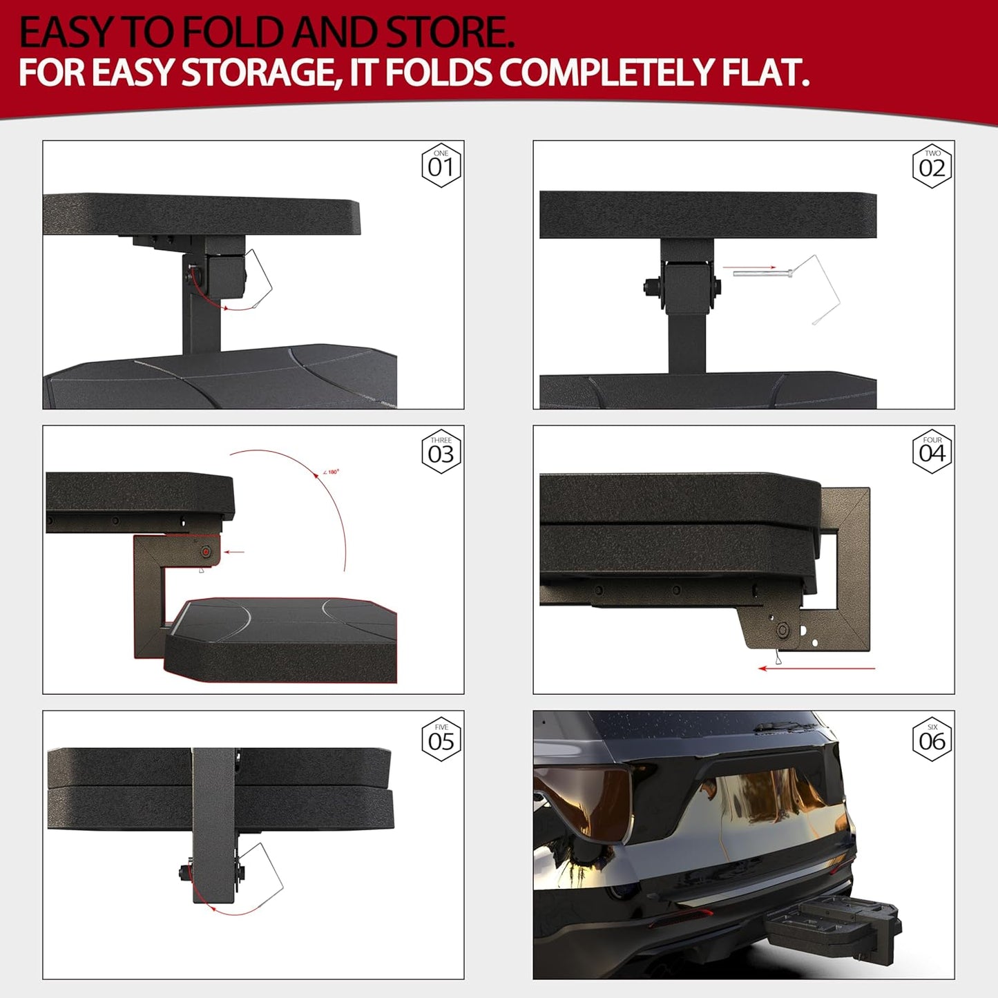 Effortless in & Out for Dogs | Portable Lightweight Design | Easy Slide-in to 2-Inch Trailer Hitch Receiver |Folding Steps for Truck & SUV Hitches, for Medium to Large Dogs