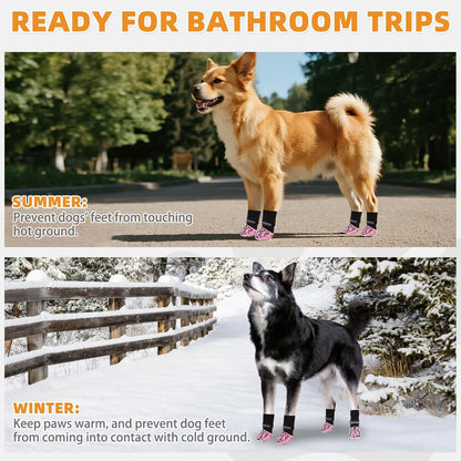 KOOLTAIL Dog Socks Shoes for Hot Pavement to Prevent Licking Paws, Winter Dog Boots&Paw Protector for Hardwood Floors Anti Slip,Traction Control Grip Booties for Small Medium Large Senior Dogs,Black M