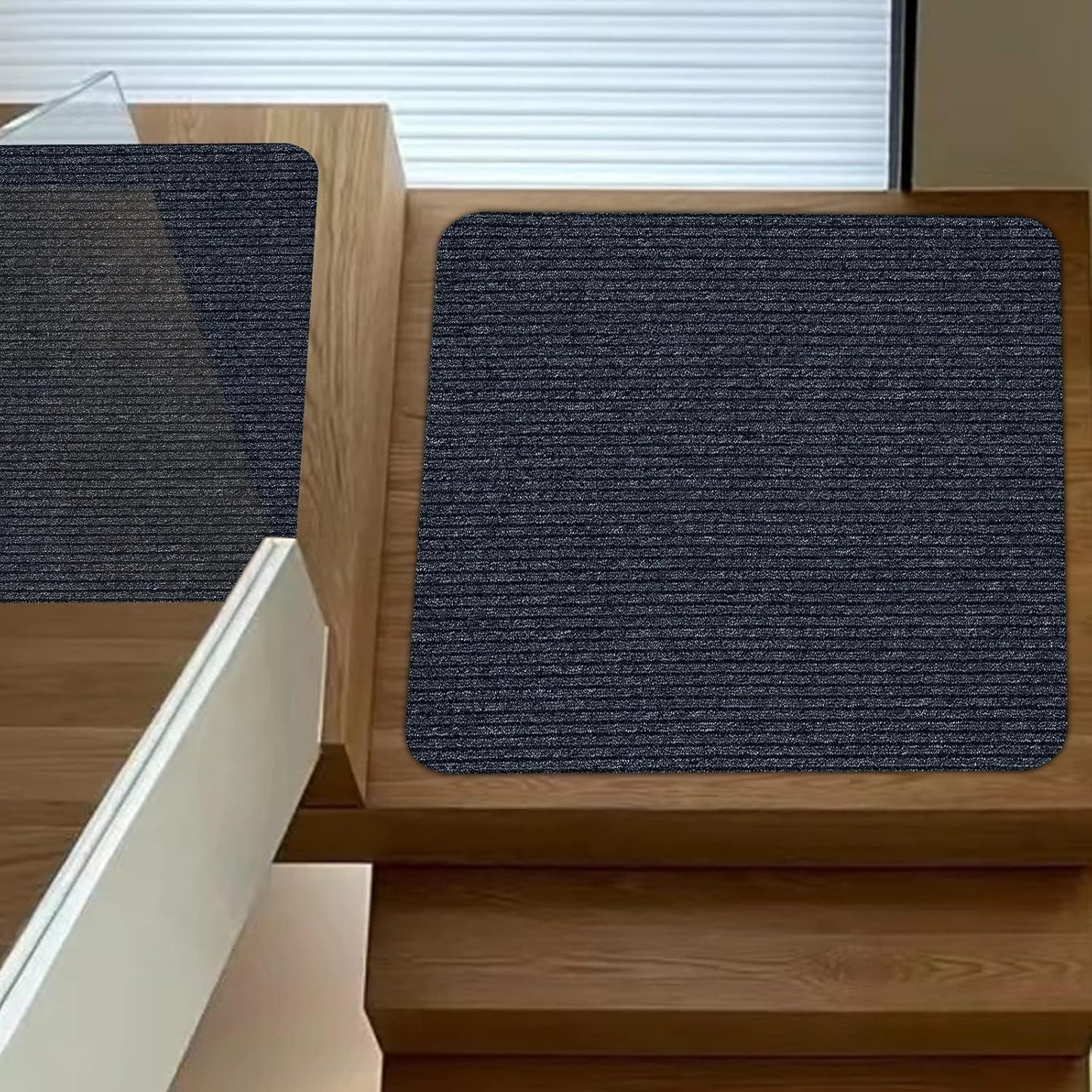 Stair Treads for Wooden Steps Carpet, Non-Slip Stair Runner Indoor Outdoor Stair Tread Mats Covers Pads, 19" x 31"Matching Landing Step Runner for Elders, Kids and Dogs (19" x 31", Black)