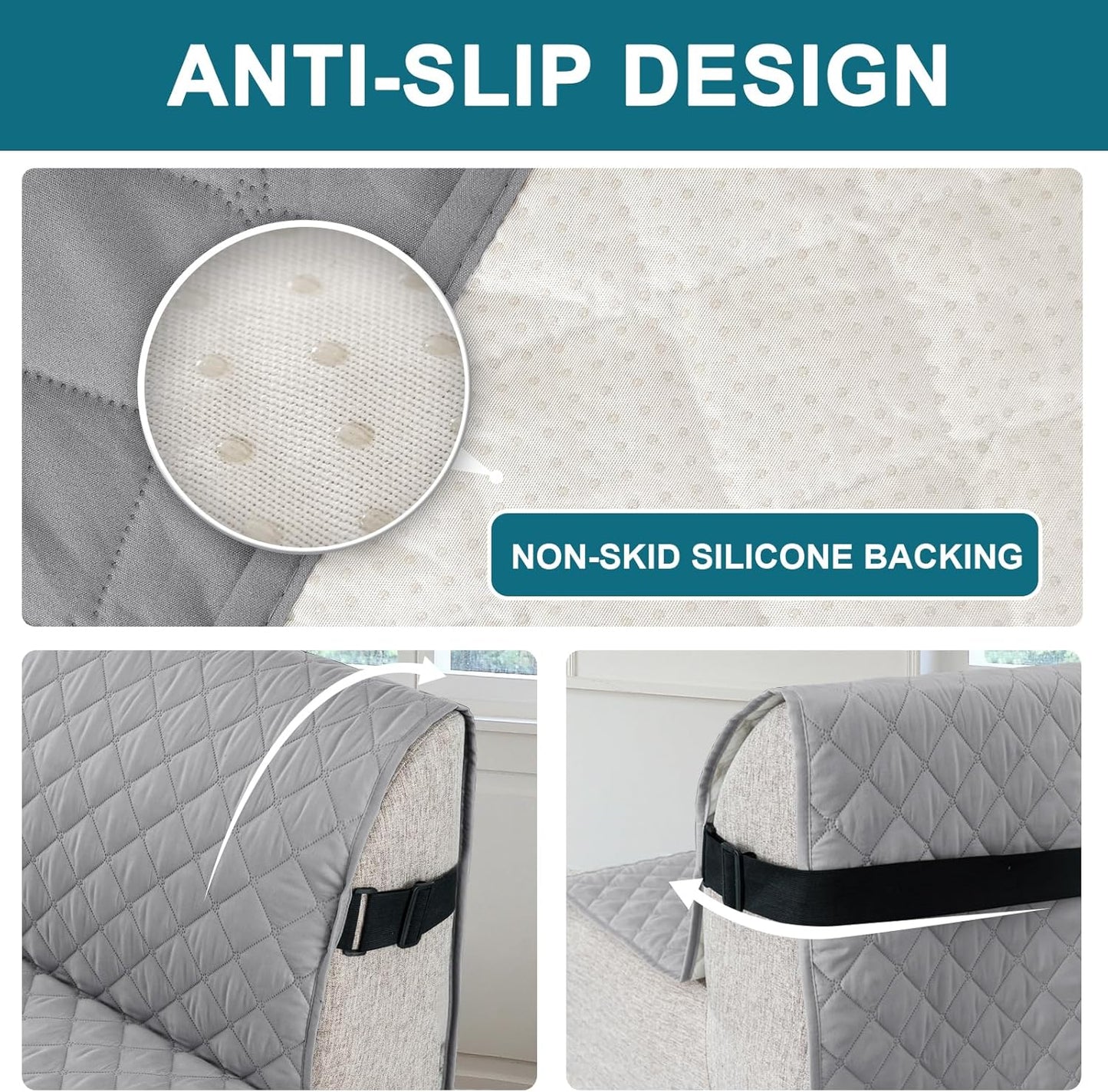 Turquoize 100% Waterproof Sofa Covers Couch Cover Sofa Cover for Dogs Couch Protector Triple Non-Slip Sofa Slipcover for 3 Cushion Couch Furniture Protector for Pets, Kids,Dog (Sofa 70", Ivory)
