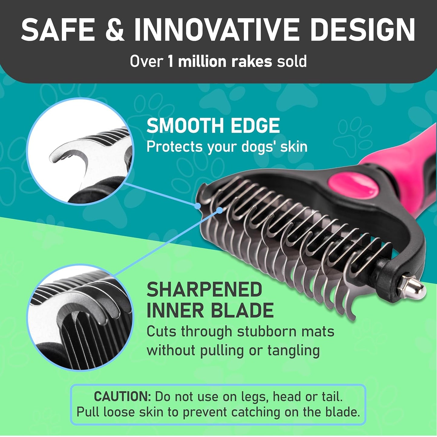 Maxpower Planet Hair Brush - Double Sided Shedding, Dematting Undercoat Rake for Dogs and Cats - Extra Wide Dog Grooming Brush, Reduce Shedding by 95%, Turquoise