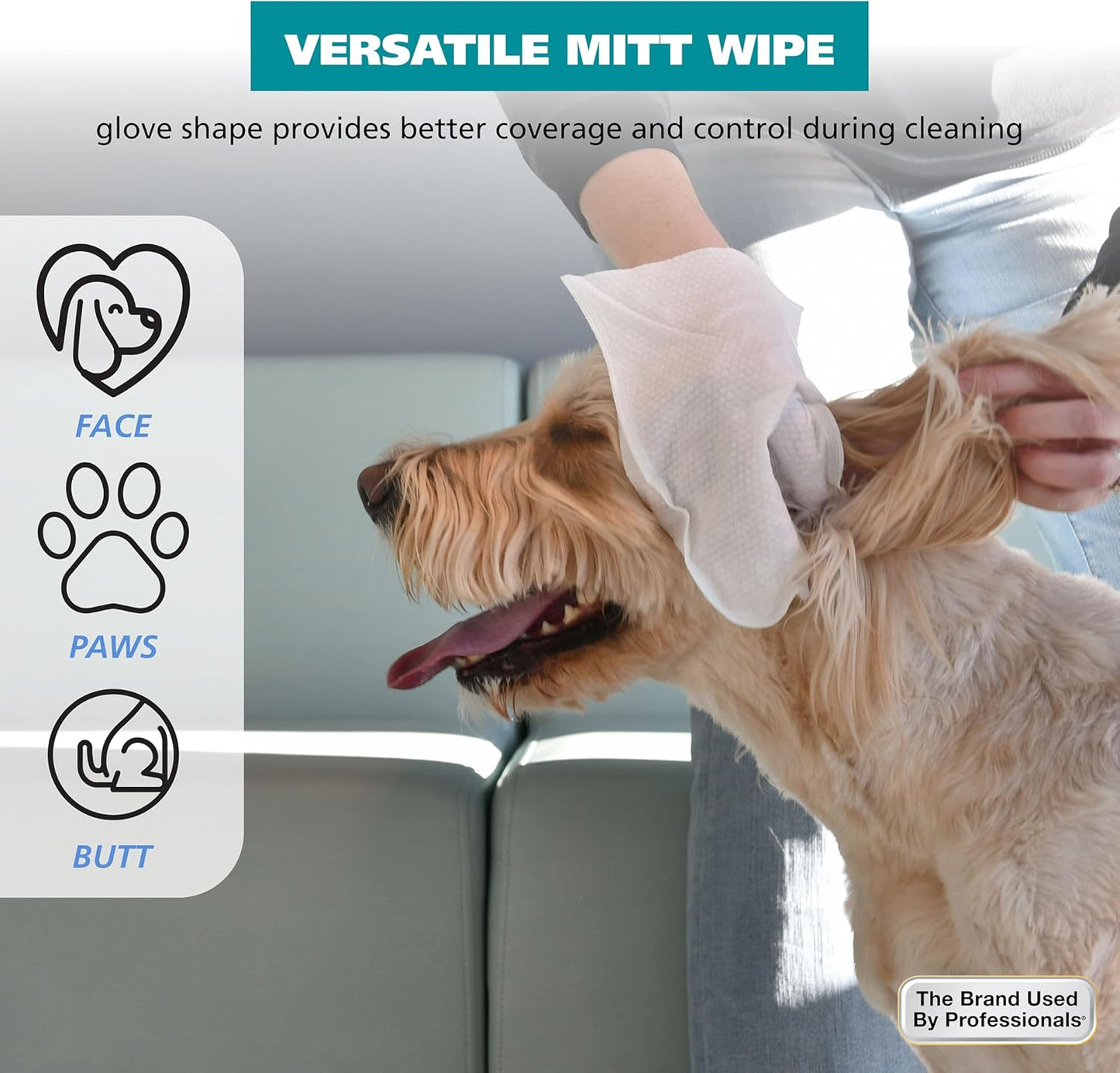 Wahl Refresh Cleaning Mitt Dog Wipes for Ick-Free Cleaning of Dog Paws, Face, Ears and Butt - Coconut Lime Verbena Scent – 24 ct - Model 3027121