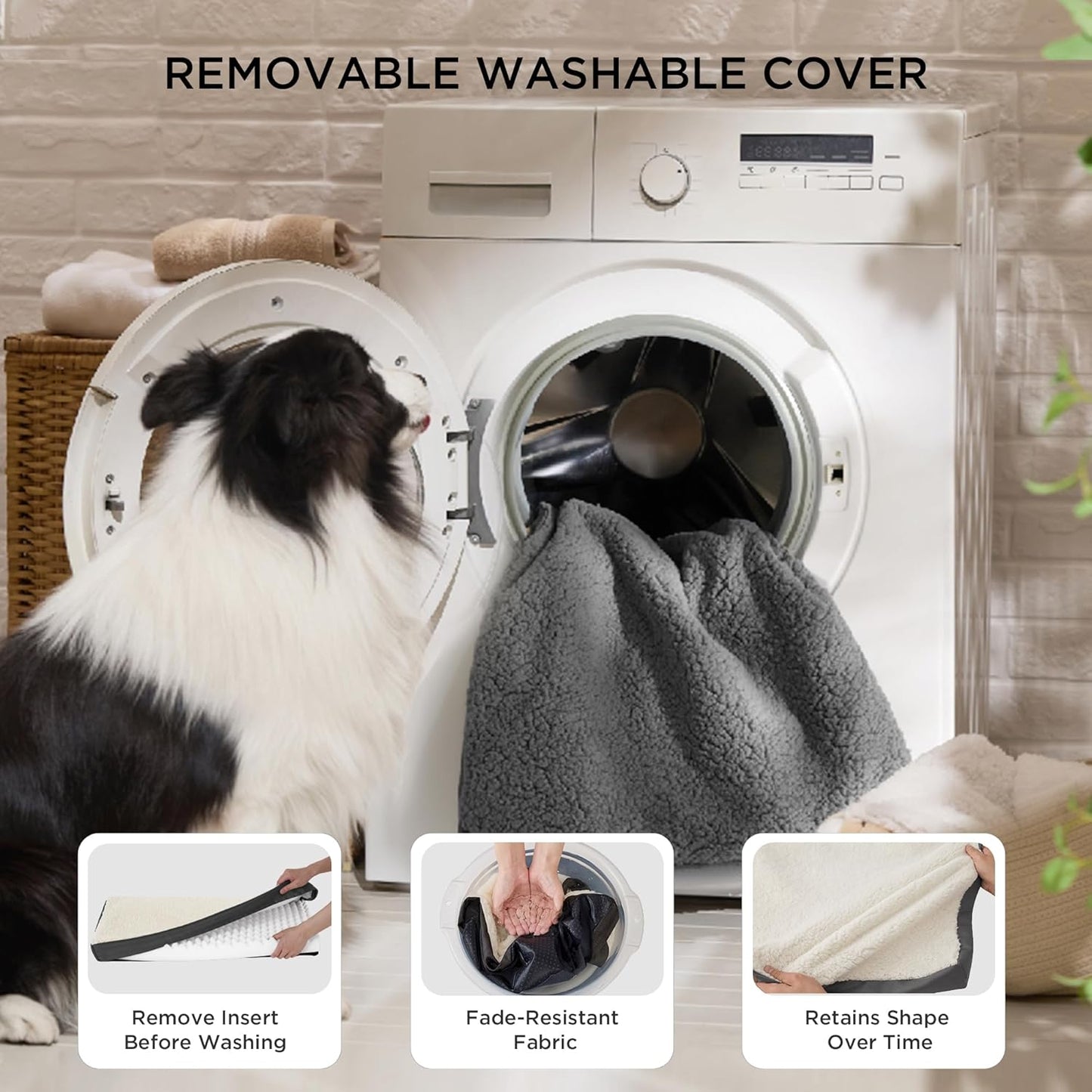 Bedsure Dog Beds Large Sized Dog - Comfy Flat Pet Beds with Removable Washable Cover, Orthopedic Egg Crate Foam Puppy Mat, Suitable for Pet Up to 65 lbs