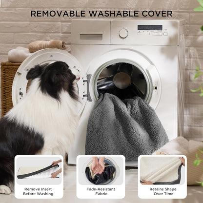 Bedsure Dog Beds Large Sized Dog - Comfy Flat Pet Beds with Removable Washable Cover, Orthopedic Egg Crate Foam Puppy Mat, Suitable for Pet Up to 65 lbs