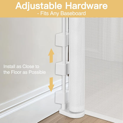 Reinforced 42" Tall Retractable Dog Gate, 155" Extra Long Retractable Baby Gate with Support Rods - Prevent Crawling Under, Indoor/Outdoor Retractable Gate Extra Tall Baby Gate Retractable Fence/Black