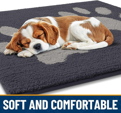Smiry Dog Door Mat for Muddy Paws, Absorbs Moisture and Dirt, Low-Profile Entryway Mat with Non-Slip Backing, Entry Indoor Outdoor Doormat for Inside Floor (30x20 Inches, Grey, Striped)