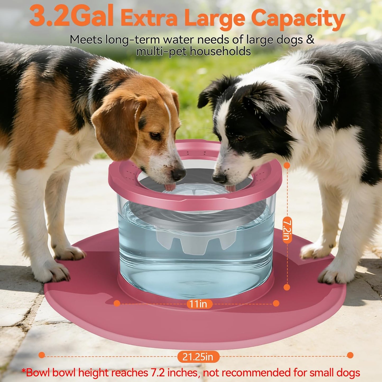 Decflow 12L No Spill Dog Water Bowl for Large Dogs, Stainless Steel Spill Proof Bowls with Suction Cup Anti-Skid Mat, Slow Drinking Feeder for Messy Drinkers, Heavy Duty Pet Bowls for Indoor/Outdoor