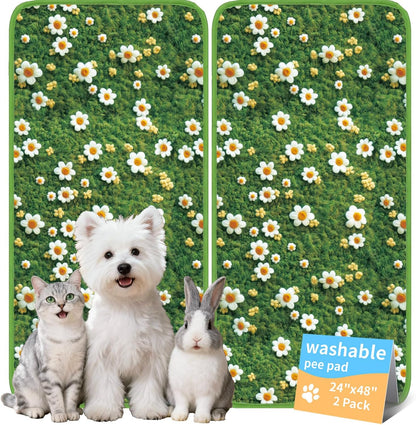 Washable Pee Pads for Dogs, Reusable Puppy Potty Training Pads, Ultra-Absorbent Thick Waterproof Leak-Proof Non-Slip Pads & Mat for Crate, Playpen, Floor, Whelping & Housebreaking , 2 Pack 18"x24"