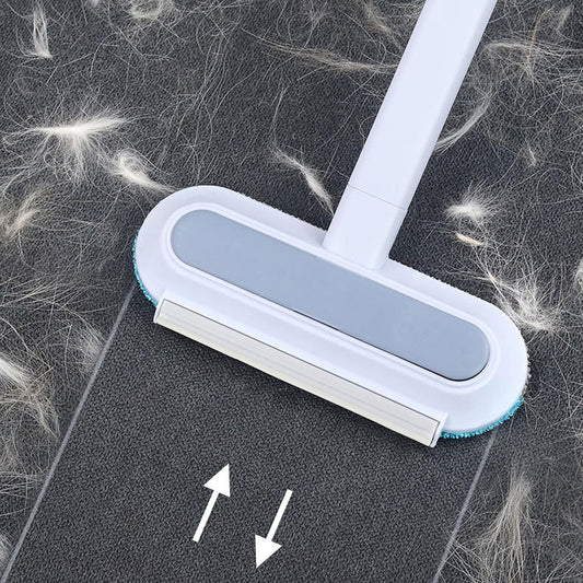 Pet Hair Removal Tool, Dog and Cat Hair Remover for Couch Carpet Furniture, 4 in 1 Multifunctional Pet Hairs Removal Broom, Cleaning Brush for Window Tile, Reusable Washable (Blue)