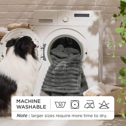 Bedsure ComfyFleece™ Waterproof Dog Blankets for Large Dogs - Soft Pet Cat Blanket Corduroy Fleece for Couch Bed Protector Washable, Cozy Calming Reversible Furniture Protection,50"x60", Cream