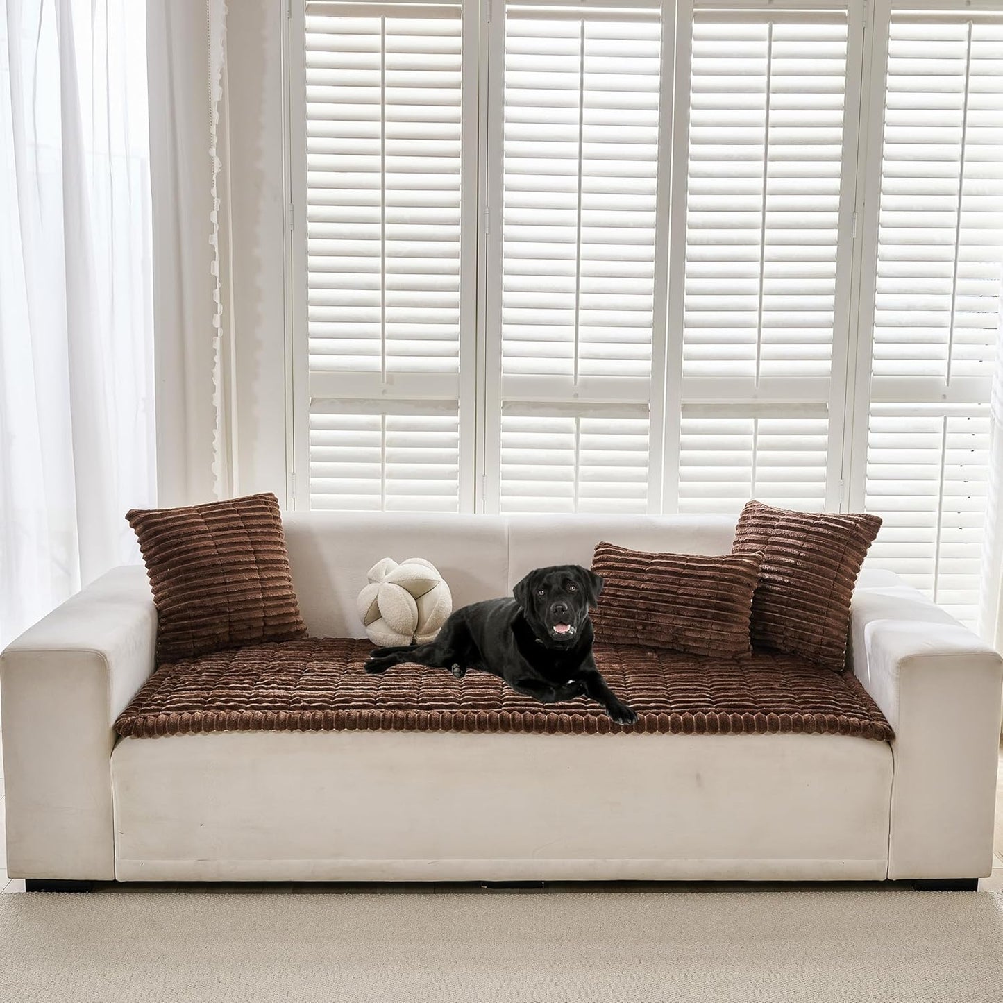 Mivnue Pet Couch Cover, Couch Covers for Dogs, Washable Dog Sofa Covers Couch Protector, Fuzzy Non Slip Couch Slipcover Pet Friendly (Brown, 27.6" x 59.1")