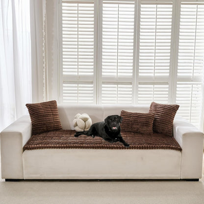 Mivnue Pet Couch Cover, Couch Covers for Dogs, Washable Dog Sofa Covers Couch Protector, Fuzzy Non Slip Couch Slipcover Pet Friendly (Brown, 27.6" x 59.1")