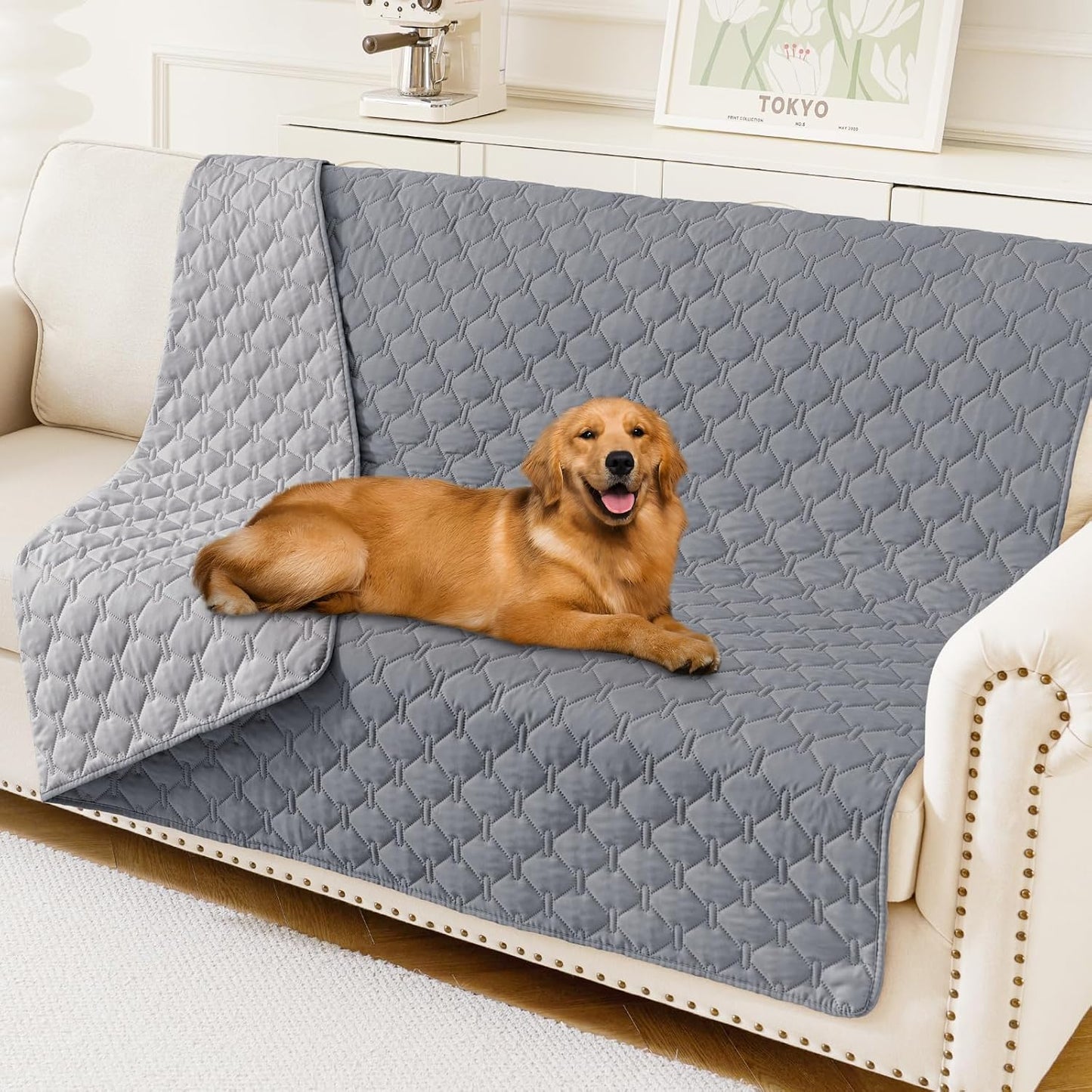 Smiry Waterproof Dog Bed Cover Blanket 30x70, Soft Reversible Pet Blanket, Washable Leakproof Cats Dogs Couch Cover for Sofa, Couch, Furniture, Grey/Dark Grey
