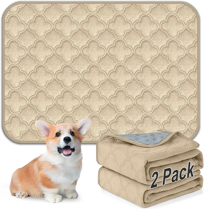 FunFurry Washable Pee Pads for Dogs - 4 Pack Reusable Pee Pads，Waterproof Puppy Pads，Pet Training Pads，Super Absorbent with Dog Paw Shape Non-Slip Backing (Cream, 18" X 24" - 4 Pack)