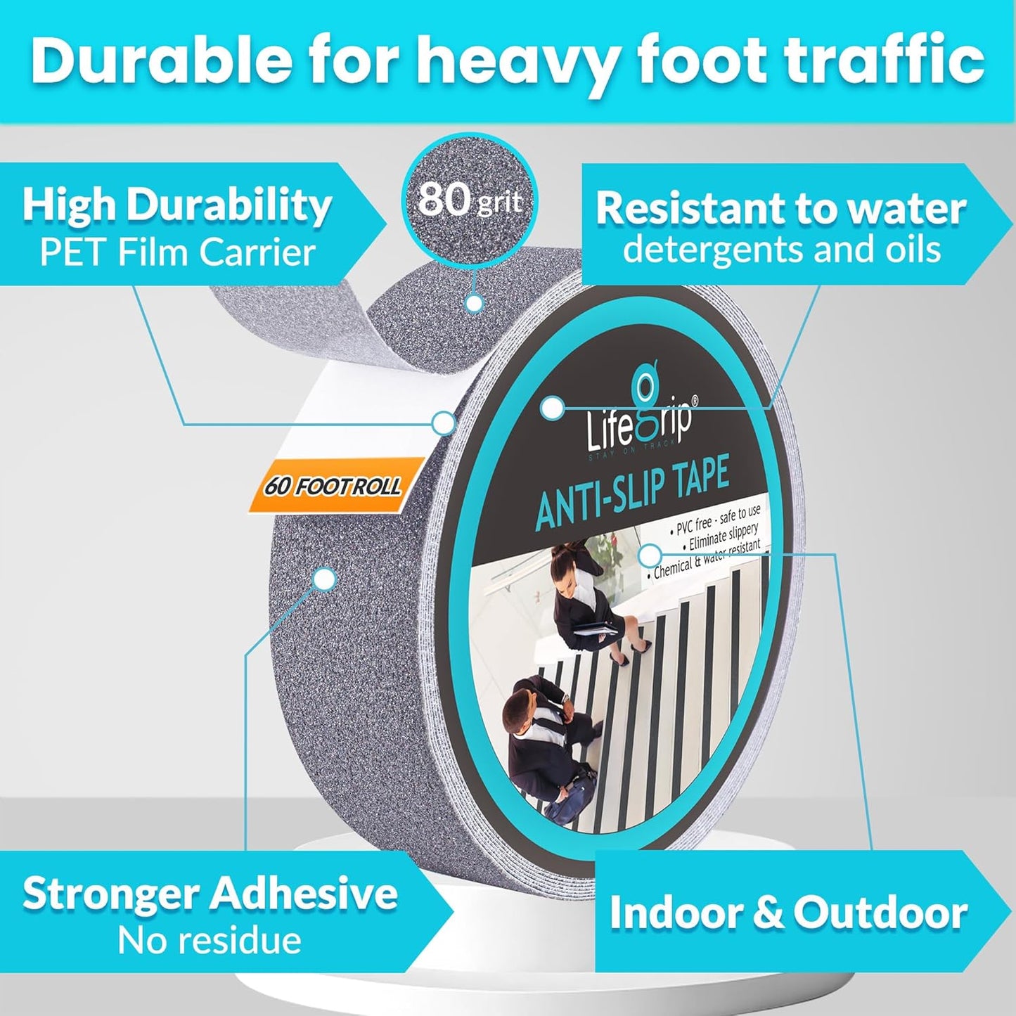 LifeGrip Anti Slip Transparent Anti Slip Tape, 4 inch by 30 feet, Non-Slip Traction Grip Tape to Tubs, Boats, Stairs, Clear, Soft, Comfortable for Bare feet (4" X 30')