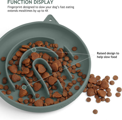 Coomazy Large Silicone Slow Feeder Dog Bowls, Interactive Puzzle Toy for Pets Food Training, Keeps Dogs Busy, Prevents Puppy Overeating (Dark Green, Large: 3.2Cup)