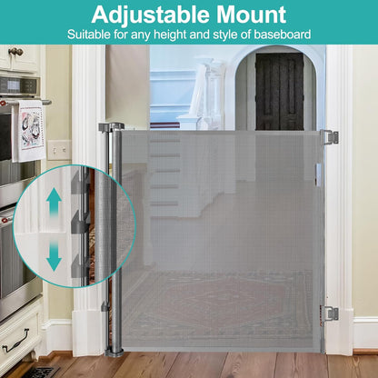 42 Inch Extra Tall Dog Gate Indoor 55” Wide Puppy Gates for The House Prevent Kids/Pets from Jumping Over Retractable Extra Tall Baby Gates for Doorways Retractable Outdoor Pet Gate for Stairs, Black