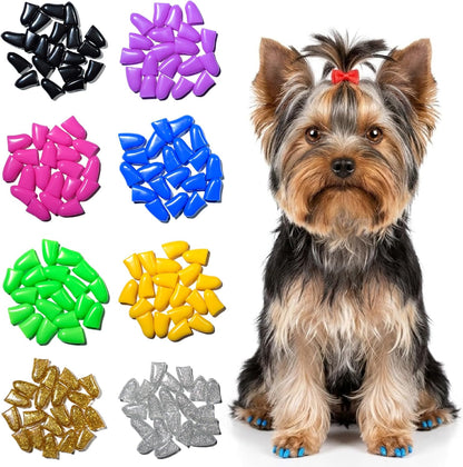 zetpo Dog Nail Caps & Claw Caps (100 pcs) - Anti Slip Dog Toe Grips & Covers for Hard Floors - Instant Traction & Mobility Support for Senior Dogs - Stops Scratches & Reduces Floor Noise (XL)
