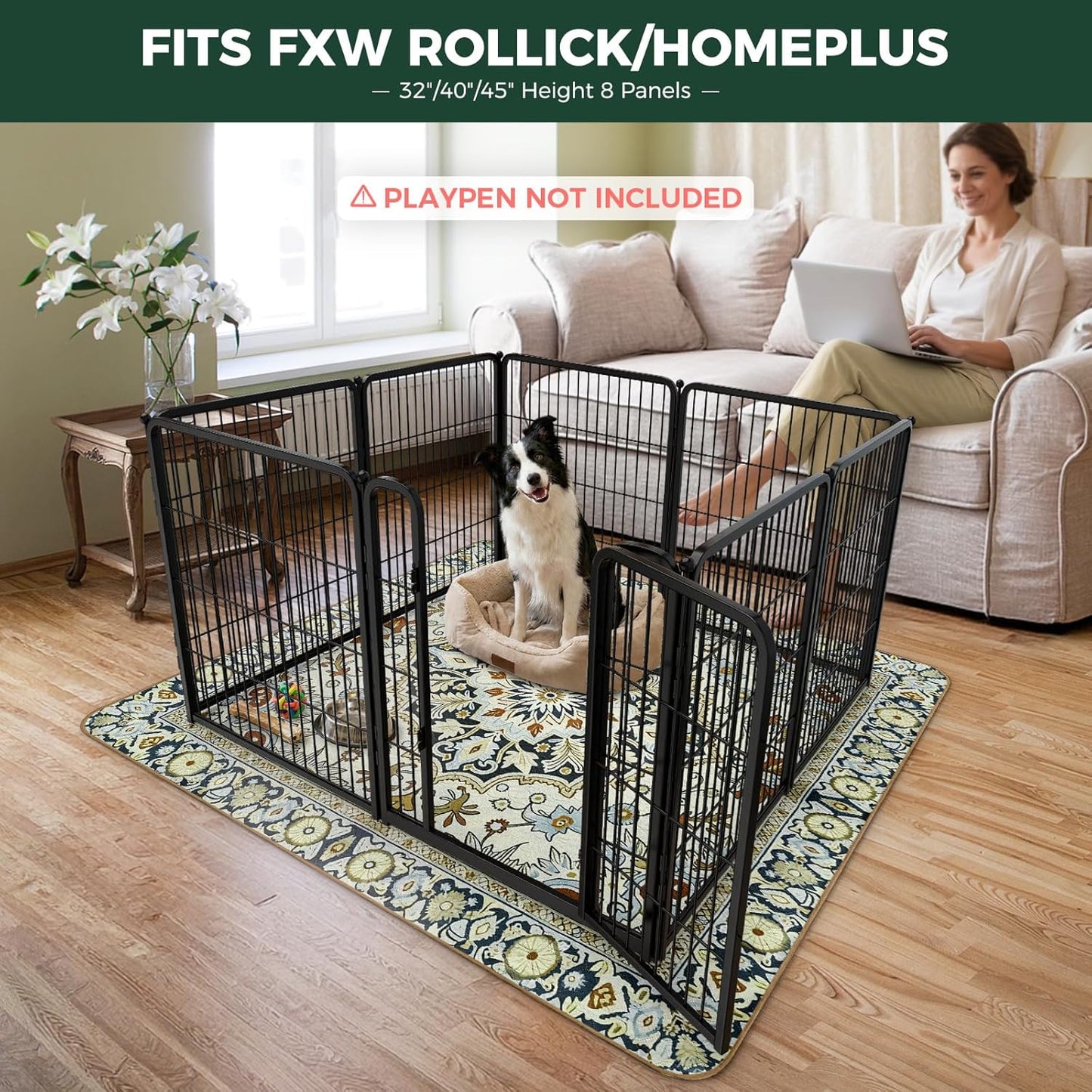 FXW Washable Pee Pads for Dogs, Puppy Pads with Super Absorbent, Specifically Designed for FXW Rollick/Homeplus 24inch 6 Panels Dog Playpen, 39" x 63" Rectangle, Khaki, 1 Pack