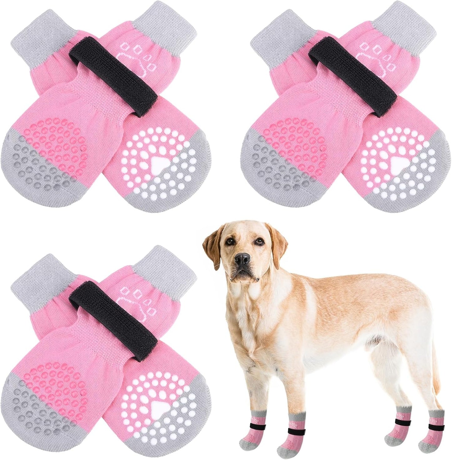 SCENEREAL 6Pcs Anti Slip Dog Socks to Prevent Licking Paws for Hot/Cold Pavement, Dog Grippy Socks for Hardwood Floors, Dog Shoes for Boots & Paw Protectors for Puppy Small Medium Large Senior Dogs