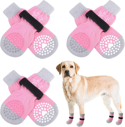 SCENEREAL 6Pcs Anti Slip Dog Socks to Prevent Licking Paws for Hot/Cold Pavement, Dog Grippy Socks for Hardwood Floors, Dog Shoes for Boots & Paw Protectors for Puppy Small Medium Large Senior Dogs