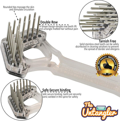 Mini-Rake V-Shaped with 1" Long Double-Row Rotating Teeth (AquaBlue)