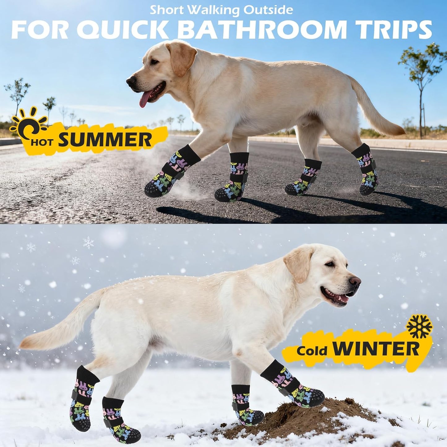 EXPAWLORER Anti Slip Dog Socks to Prevent Licking Paws, Dog Shoes for Hot Pavement, Dog Booties for Small Medium Large Senior Dogs, Traction Control Boots & Paw Protectors for Hardwood Floors