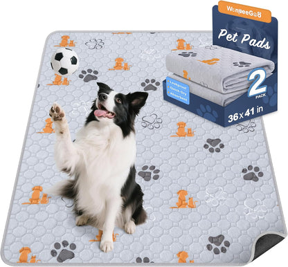 WanpeeGoo Washable Pee Pads for Dogs, 4 Pack Absorbent Reusable Training Dog Pads Pet Puppy Pads, Non-Slip Potty Pads for Whelping, Playpen, Crate, Bed, Grey 18"x24"