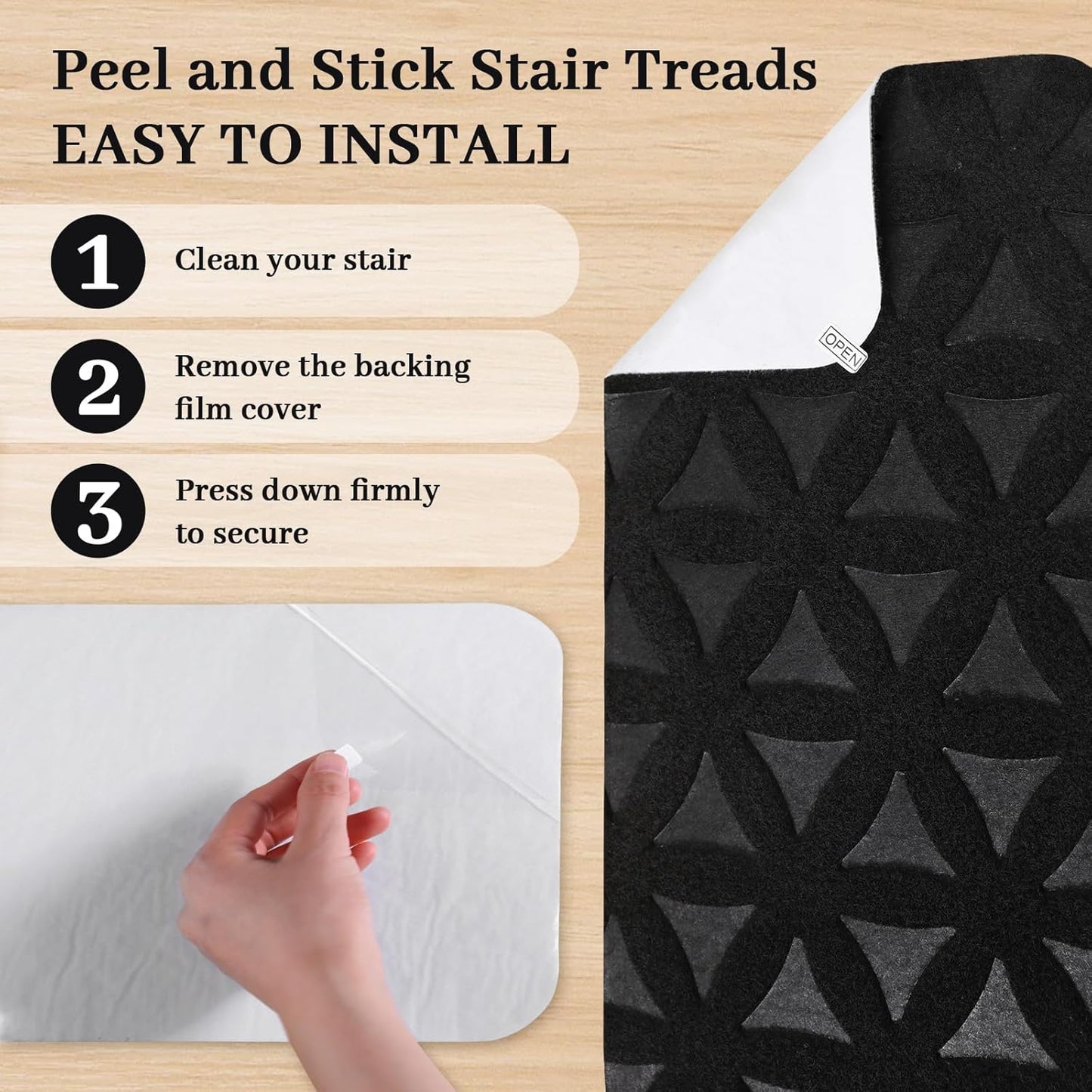 RIOLAND Stair Treads Carpet Non-Slip Indoor Stair Runners for Wooden Steps, Stair Rugs for Kids and Dogs, Set of 15, 8" X 30", Gray