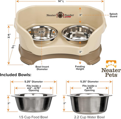 Neater Pet Brands Neater Feeder Deluxe Mess Proof Dog Bowls Elevated for Large Dogs Over 40 lbs, Made in USA, No Spill Raised Dog Food Bowl Stand Feeding Station, Food and Water Bowl Set, Black