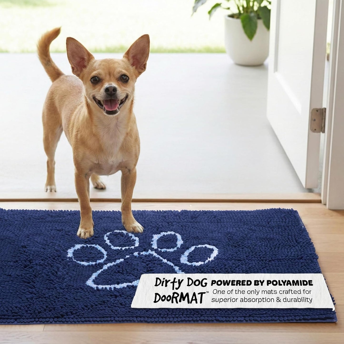Dog Gone Smart Dirty Dog Doormat - Fast Drying Rug with Super Gripper Backing for Clean Floors - Super Absorbent and Machine Washable Mat for Muddy Paws - Grey
