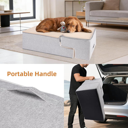 Dog Stairs for Small Dogs, 13.5" H, 3-Step Pet Steps for Couch Sofa and Chair, Non-Slip Balanced Pet Ramp for Medium Cats,Indoor Dog Ladder, Grey