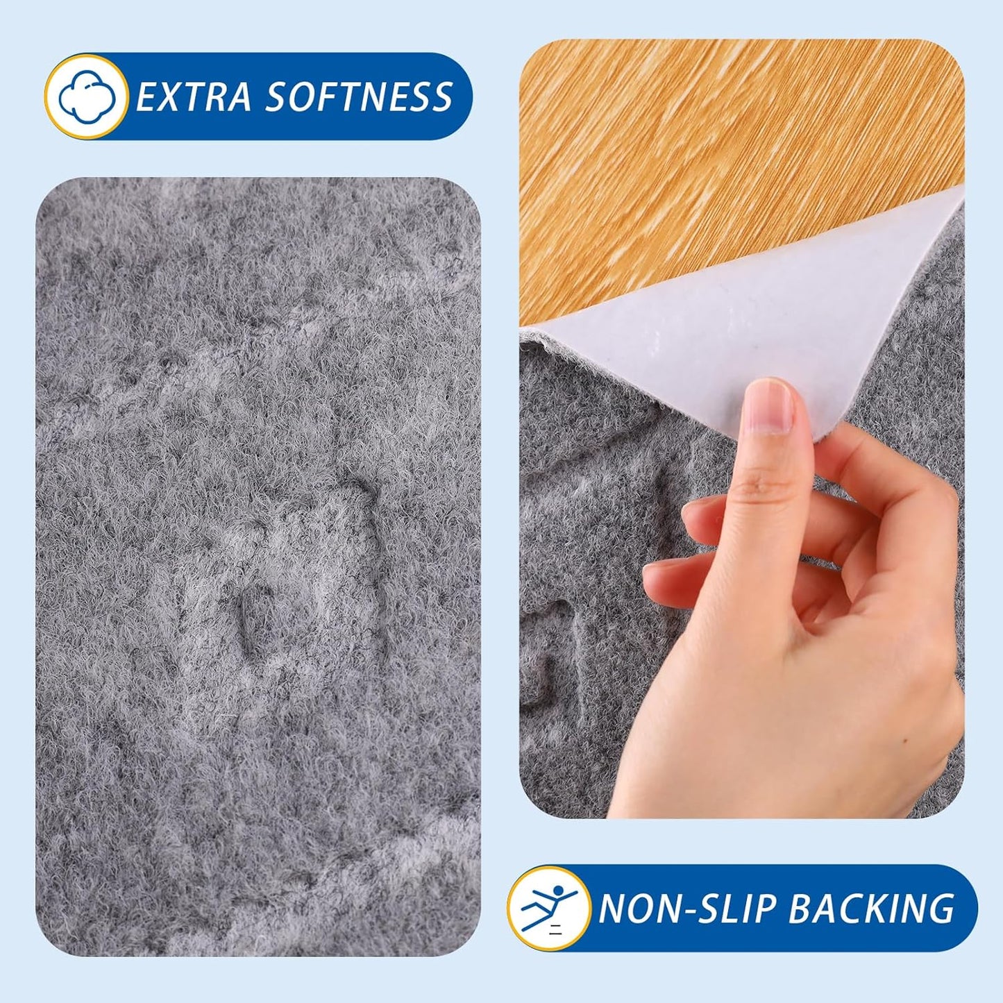 RIOLAND Stair Treads Carpet Non-Slip Indoor 15 PCS Wood Stair Treads Rugs Anti Moving Modern Stair Runners Safety for Kids Dogs, 8" X 30", Diamond Gray