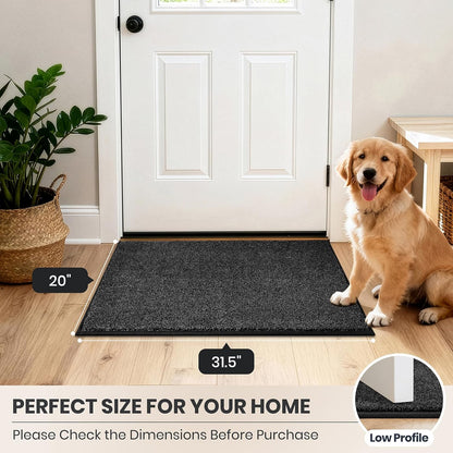 PURRUGS Dirt Trapping Door Mat 20" x 31.5", Non-Slip Machine Washable Entryway Rug, Dog Doormat, Indoor Front Door Mat, Super Absorbent Entry Rug for Muddy Shoes & Paws, Bluish Grey-Black