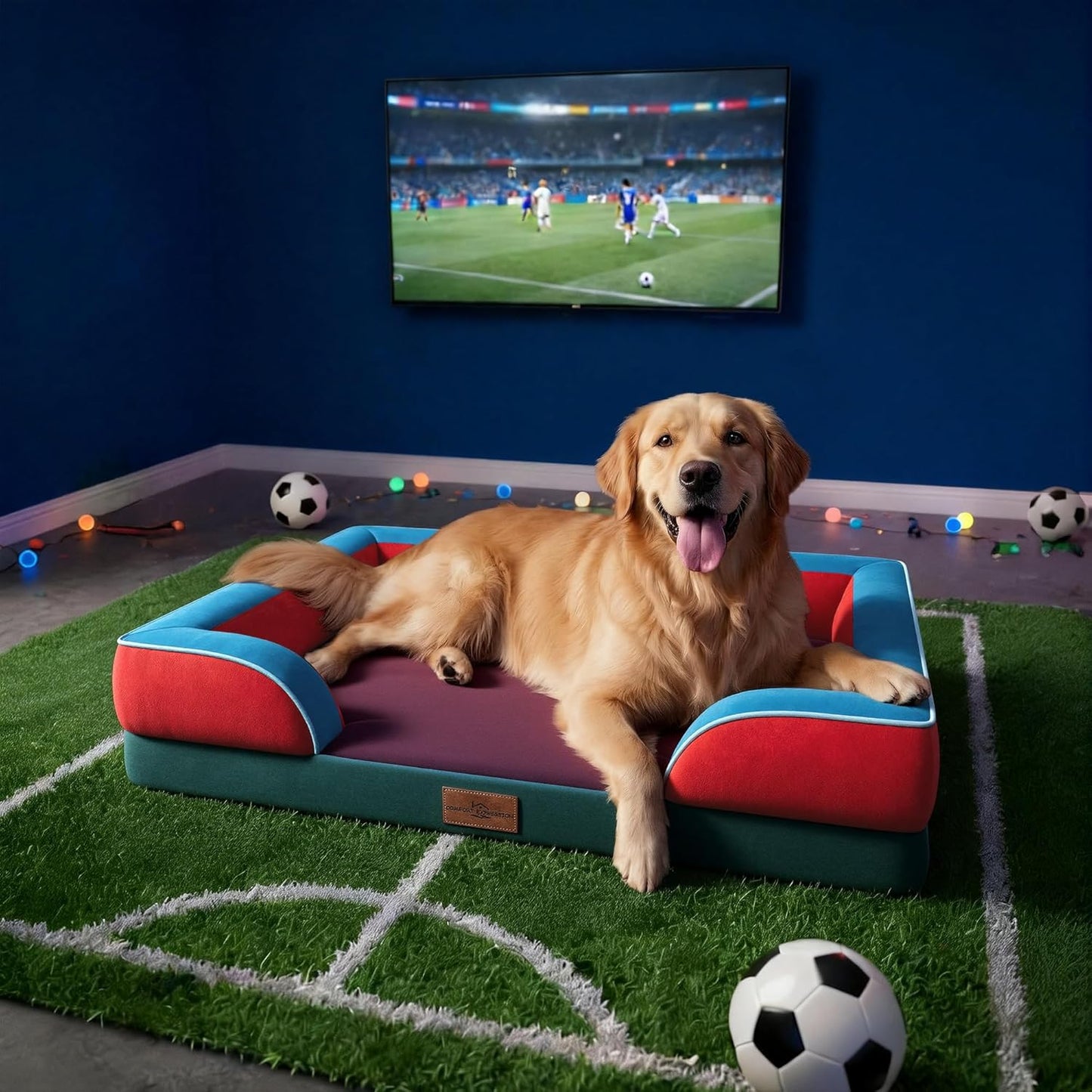 Comfort Expression Orthopedic Dog Bed for Extra Large Dogs 42x30 Inch, Waterproof Egg Crate Foam XL Pet Bed with Removable Bolsters, Dog Couch with Washable Cover & Non-Slip Bottom, Grey - Colors B