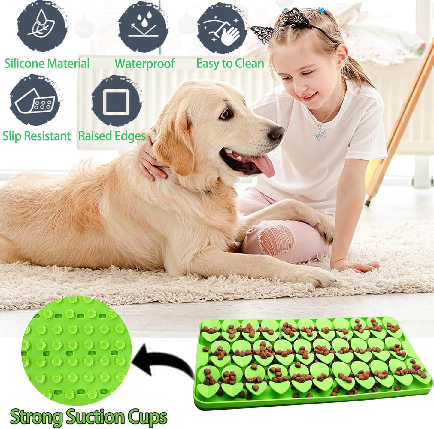 Small Silicone Snuffle Mat for Small Dogs Puppy Cat Slow Down Eating,Slow Feeder Lick Mat for Dry Wet Food for Pet Training Smell,Encourages Natural Foraging Skill,Relieving Stress