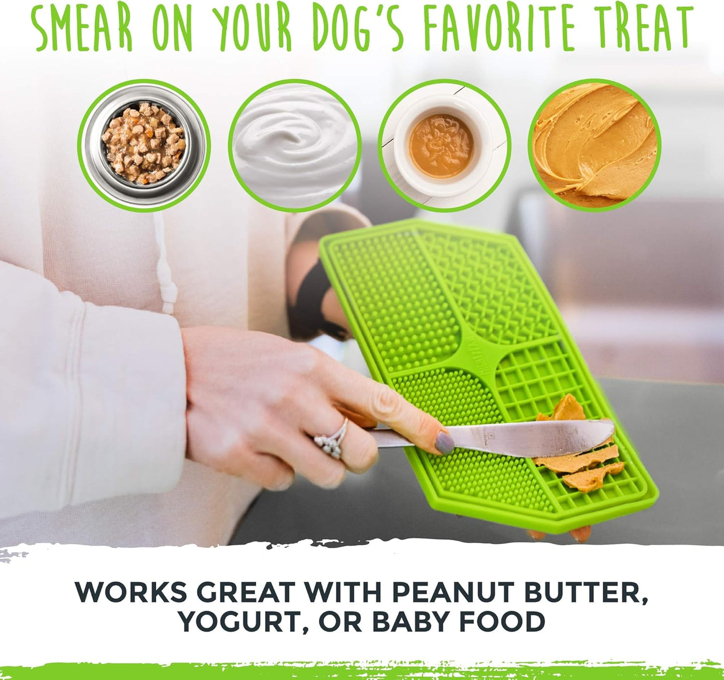 Mighty Paw Interactive Dog Lick Pad | Anxiety Relief, Dishwasher Safe, 4 Textures. Great for Dental Health. Dog Enrichment Toys for Medium Dogs, Lick Mat for Dogs Large Breed