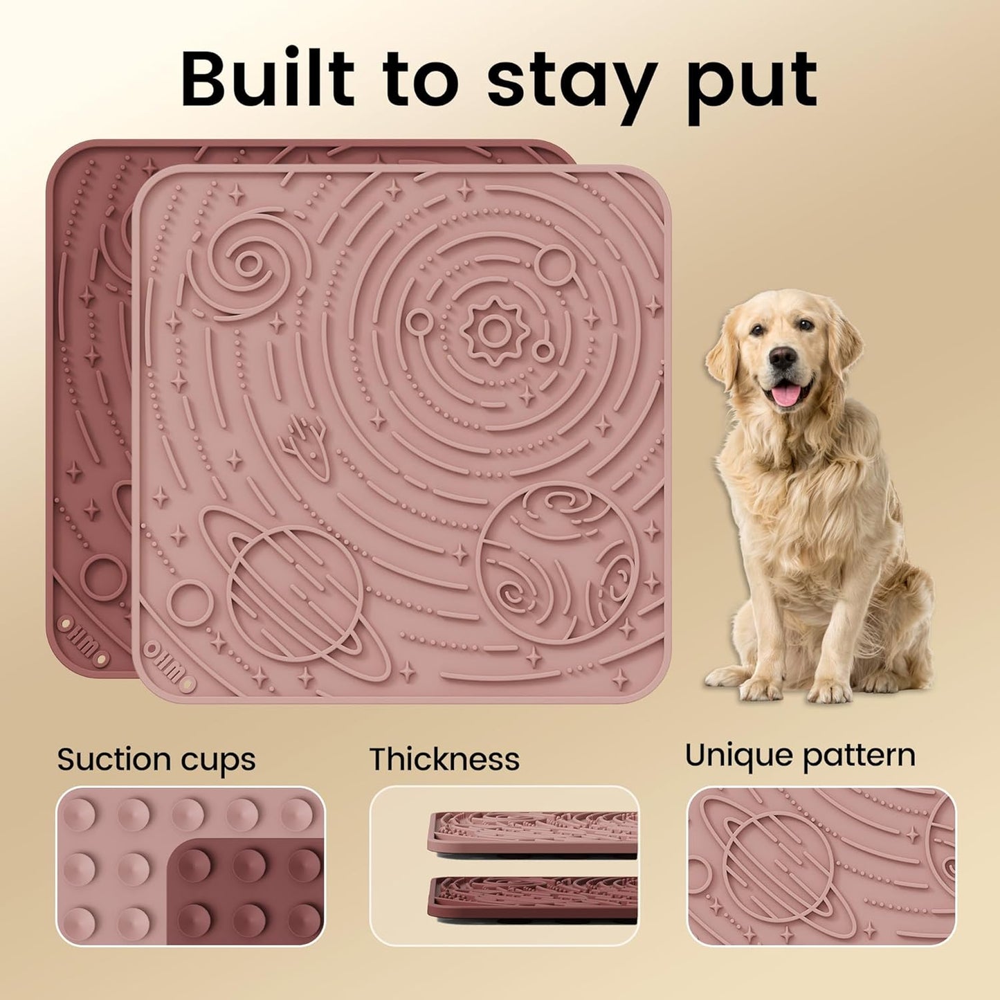 OHMO Lick Mat for Dogs and Cats(Small, Camo&Light Green, 2pcs) Enrichment Accessories Toy Space Star Easy Clean Pet Slow Feeder/Suction Cups, Licking Pad for Anxiety Relief and Boredom Reduction