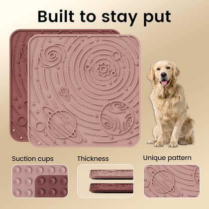 OHMO Lick Mat for Dogs and Cats(Small, Camo&Light Green, 2pcs) Enrichment Accessories Toy Space Star Easy Clean Pet Slow Feeder/Suction Cups, Licking Pad for Anxiety Relief and Boredom Reduction
