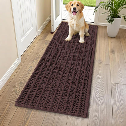 Smiry Dog Door Mat for Muddy Paws 30x20, Extra Soft Absorbent Chenille Doormat, Trap Moisture and Dirt, Non-Slip Machine Washable Front Door Mat for Indoor Entrance Inside Floor, Grey