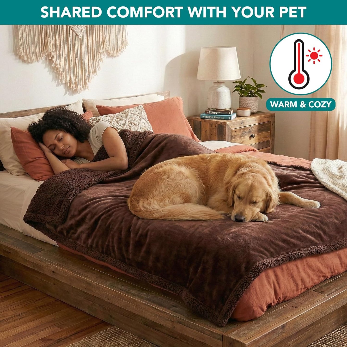 PetAmi Waterproof Dog Blanket for Couch, Large 60x40, Pee Proof Sherpa Fleece Reversible Pet Throw, Furniture Protector for Bed Sofa Kennel, Soft Washable Cover for Medium Dogs Cats, Grey Sherpa