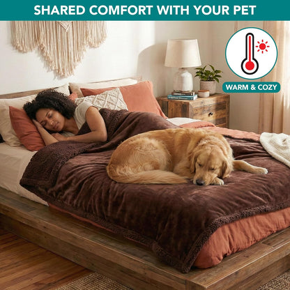 PetAmi Waterproof Dog Blanket for Couch, Large 60x40, Pee Proof Sherpa Fleece Reversible Pet Throw, Furniture Protector for Bed Sofa Kennel, Soft Washable Cover for Medium Dogs Cats, Grey Sherpa