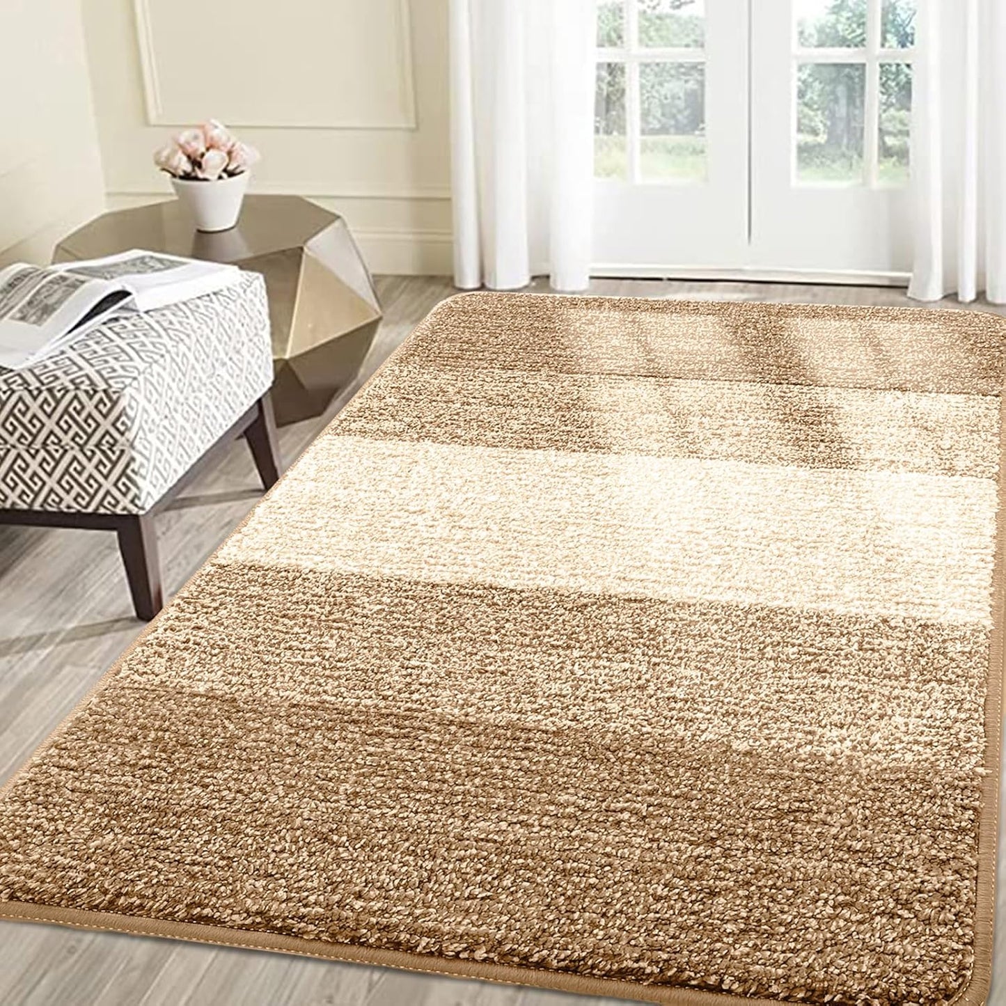 Smiry Dog Door Mat for Muddy Paws, Absorbs Moisture and Dirt, Low-Profile Entryway Mat with Non-Slip Backing, Entry Indoor Outdoor Doormat for Inside Floor (30x20 Inches, Grey, Striped)