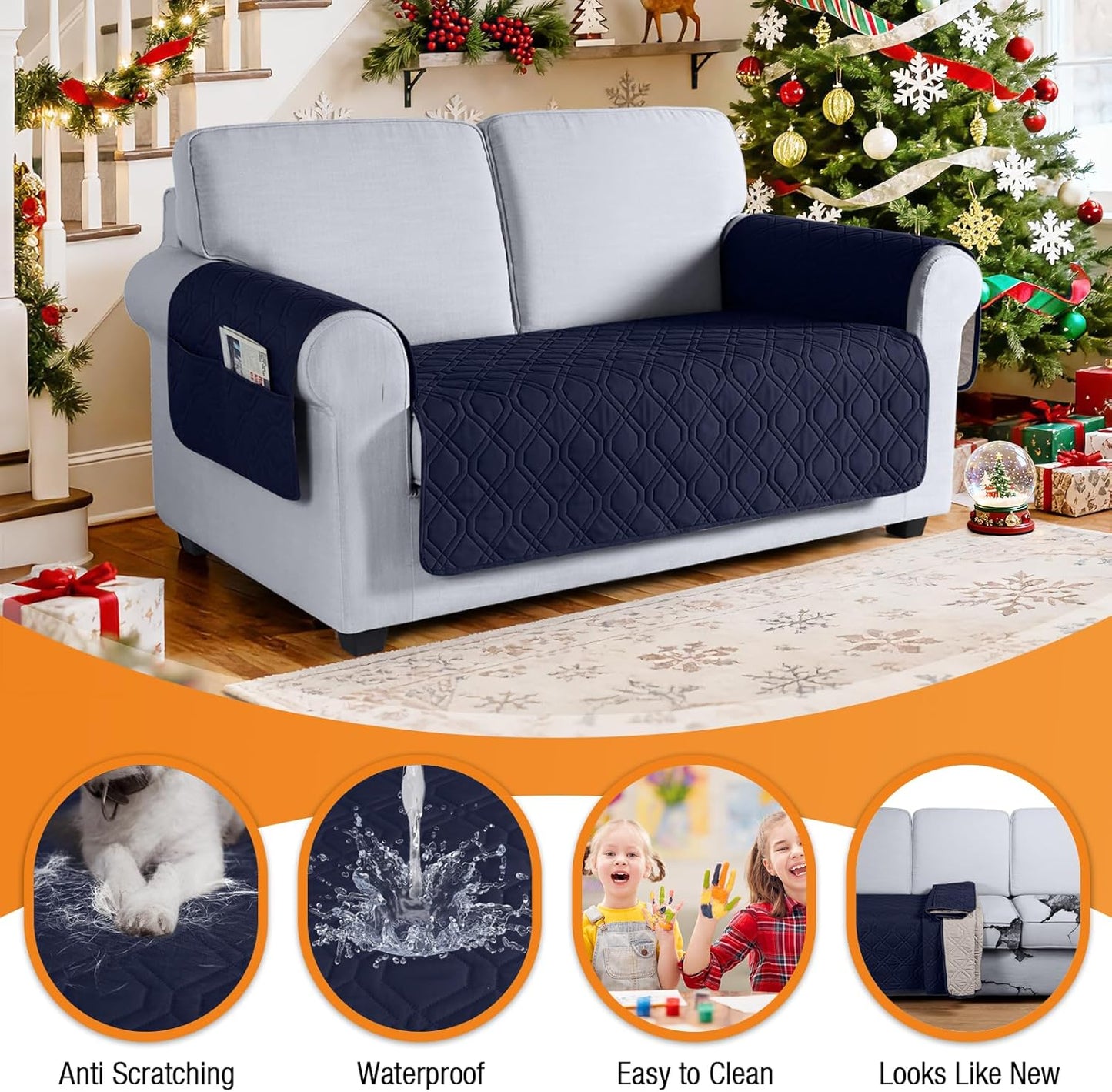 VANSOFY Couch Cover, Waterproof Sofa Covers Washable Slipcover Furniture Protector Couch Seat Covers Non-Slip Couch Cover for Dogs, Pets(Sofa, Dark Gray)
