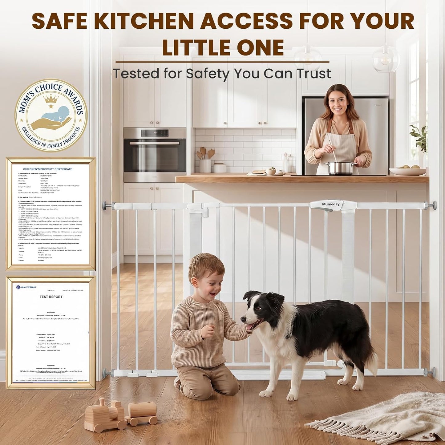 Mumeasy 36" High Extra Tall Dog Gate, 29.6"-40.5" Wide Pressure Mounted Tall Baby Gate for Dog, Auto Close Pet Gate with Door for Stairs,Doorways,House,Black