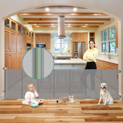 Reinforced 80 Inch Retractable Baby Gate Extra Wide Baby Gate for Wide Openings, Indoor/Outdoor Retractable Dog Gate for Doorway, Mesh Dog Gate Indoor Prevent Babies/Pets from Crawling Under, Black