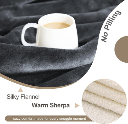 gogobunny Waterproof Blanket for Bed Couch Sofa, Liquid Pee and Fur Proof Pet Blanket for Dog Puppy Cat, Reversible Sherpa Fleece Throw Blanket Furniture Cover Protector (Grey, 50x60 inches)