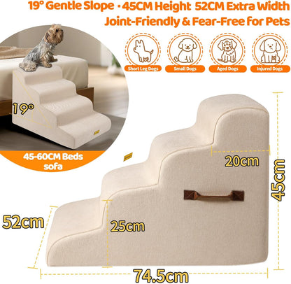 Gimars Upgraded 55CM Long Wide Steps 2 Step Dog Stairs for Small, Medium & Senior Dogs, 30CM High Ramp with 33D High-Density Foam, Linen Cover, Non-Slip Base, Supports 30KG, for Bed & Sofa