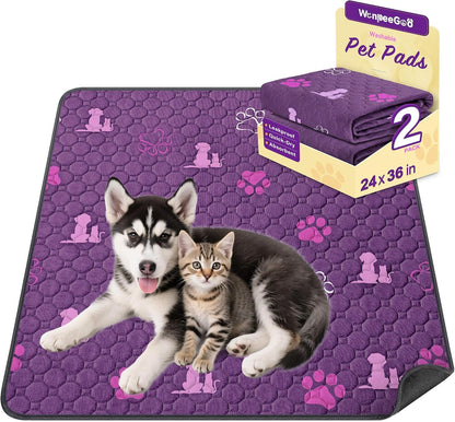 WanpeeGoo Washable Pee Pads for Dogs, 4 Pack Absorbent Reusable Training Dog Pads Pet Puppy Pads, Non-Slip Potty Pads for Whelping, Playpen, Crate, Bed, Grey 18"x24"