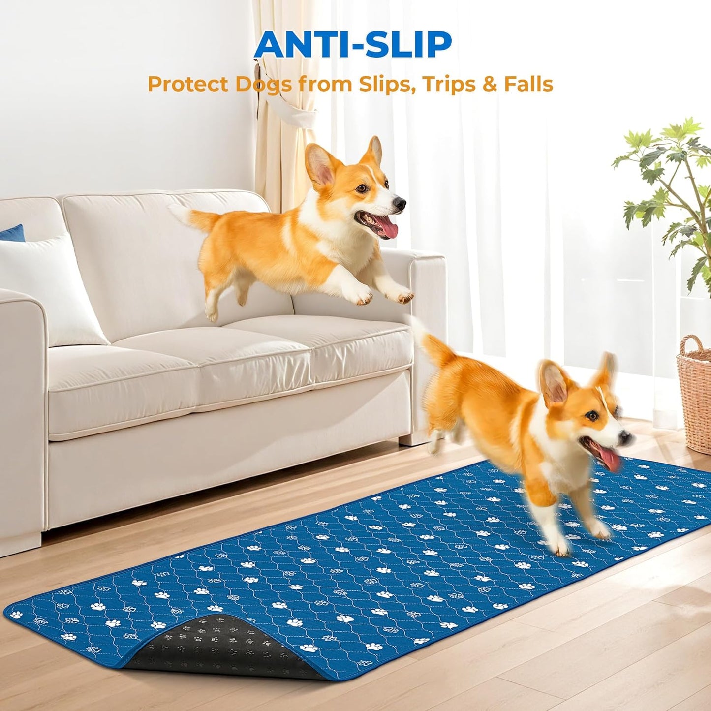 Fostanfly Washable Pee Pads for Dogs, 2 Pack Large 36"x41" Ultra-Absorbent and Leak-Proof Non-Slip Reusable Potty Training Pads for Dogs, Cats, Puppy, Potty Training of Add 8 Lanyards
